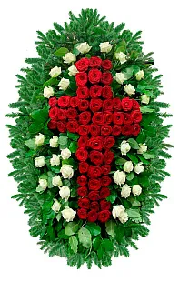 Ритуальный венок из живых цветов " Крест "